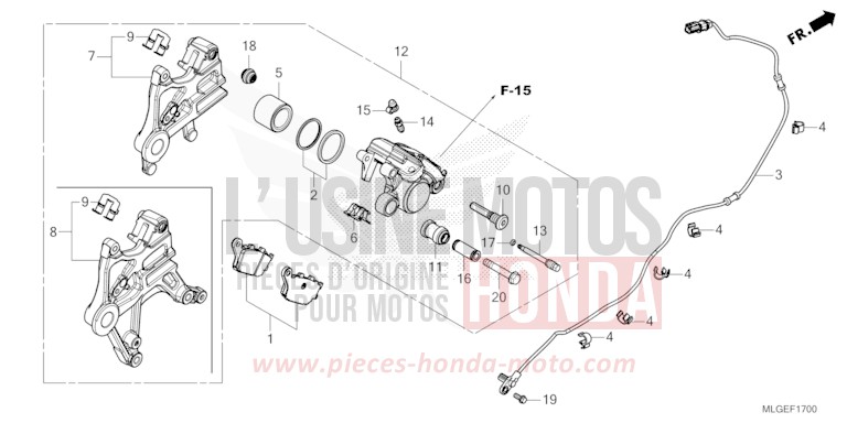 HINTERRAD-BREMSSATTEL von Africa Twin DCT PEARL GLARE WHITE (NHB53H) von 2023